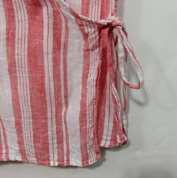 Old Navy Linen Blend Striped Top Women's L Red White Boho Retro 90s Y2K - Picture 4 of 8